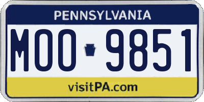 PA license plate MOO9851