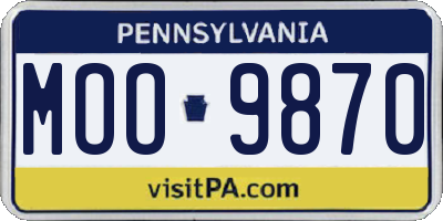 PA license plate MOO9870