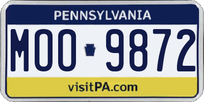 PA license plate MOO9872