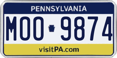 PA license plate MOO9874
