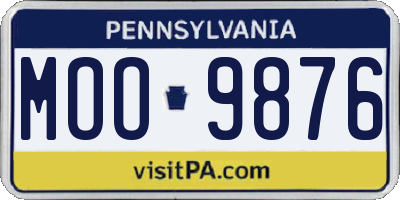 PA license plate MOO9876