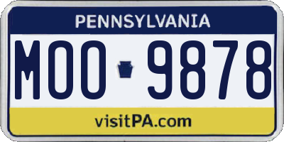 PA license plate MOO9878