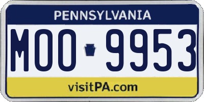 PA license plate MOO9953