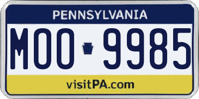 PA license plate MOO9985
