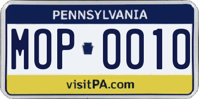 PA license plate MOP0010