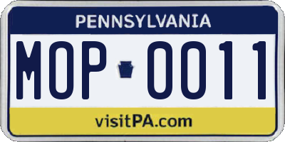 PA license plate MOP0011