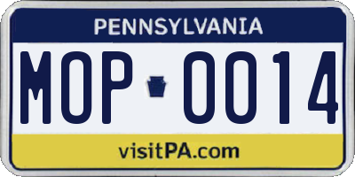 PA license plate MOP0014