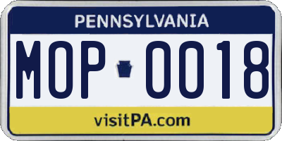 PA license plate MOP0018