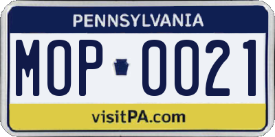PA license plate MOP0021