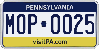 PA license plate MOP0025