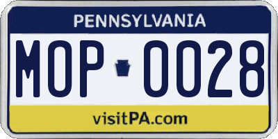 PA license plate MOP0028