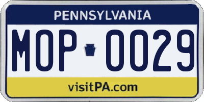 PA license plate MOP0029