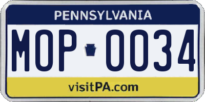 PA license plate MOP0034