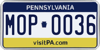 PA license plate MOP0036