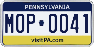 PA license plate MOP0041