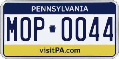 PA license plate MOP0044