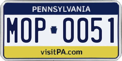 PA license plate MOP0051