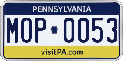 PA license plate MOP0053