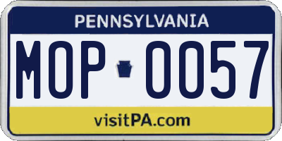 PA license plate MOP0057