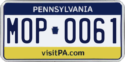 PA license plate MOP0061