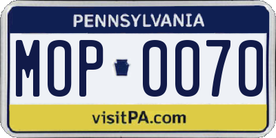 PA license plate MOP0070