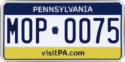 PA license plate MOP0075