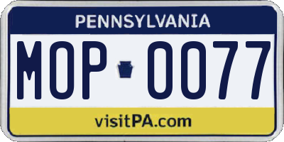PA license plate MOP0077