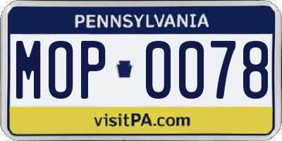 PA license plate MOP0078