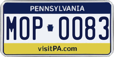 PA license plate MOP0083