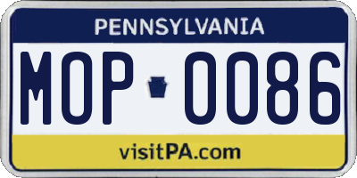 PA license plate MOP0086