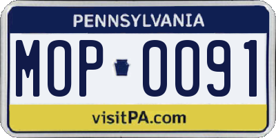 PA license plate MOP0091