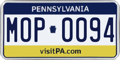 PA license plate MOP0094