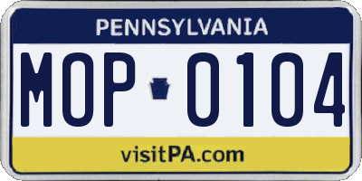 PA license plate MOP0104
