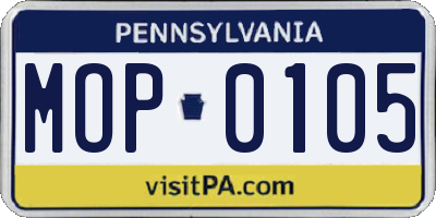 PA license plate MOP0105