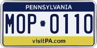 PA license plate MOP0110