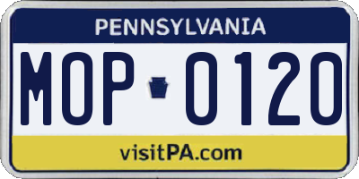 PA license plate MOP0120