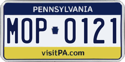 PA license plate MOP0121