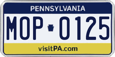 PA license plate MOP0125