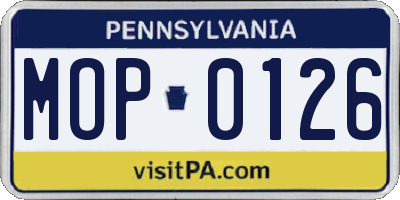 PA license plate MOP0126