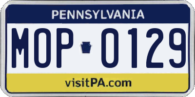 PA license plate MOP0129
