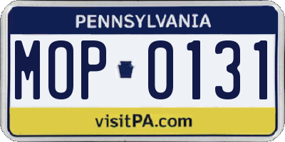 PA license plate MOP0131