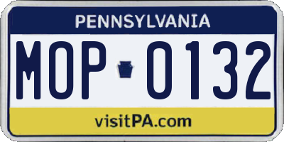 PA license plate MOP0132