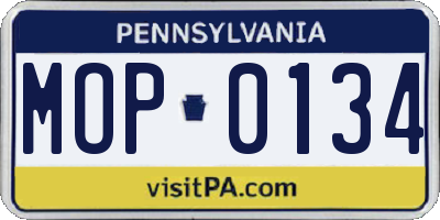 PA license plate MOP0134