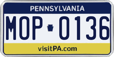 PA license plate MOP0136