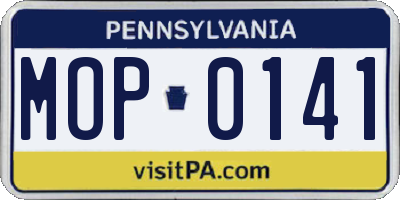 PA license plate MOP0141