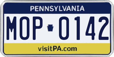 PA license plate MOP0142