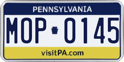 PA license plate MOP0145