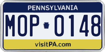 PA license plate MOP0148