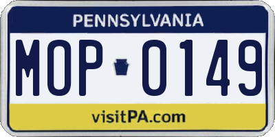 PA license plate MOP0149