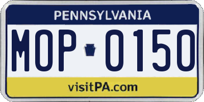 PA license plate MOP0150